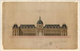 Projet pour la façade du palais du Commerce par Jean-Baptiste Martenot, 1885. 2 Fi 552.