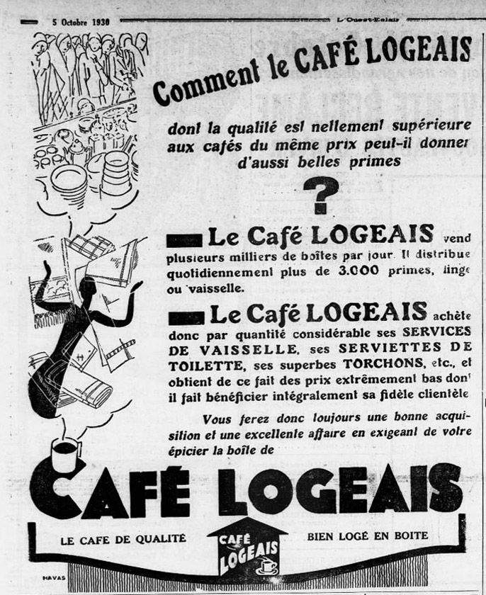Publicité Logeais parue dans L’Ouest-Éclair, 5 octobre 1930. Bibliothèque nationale de France.